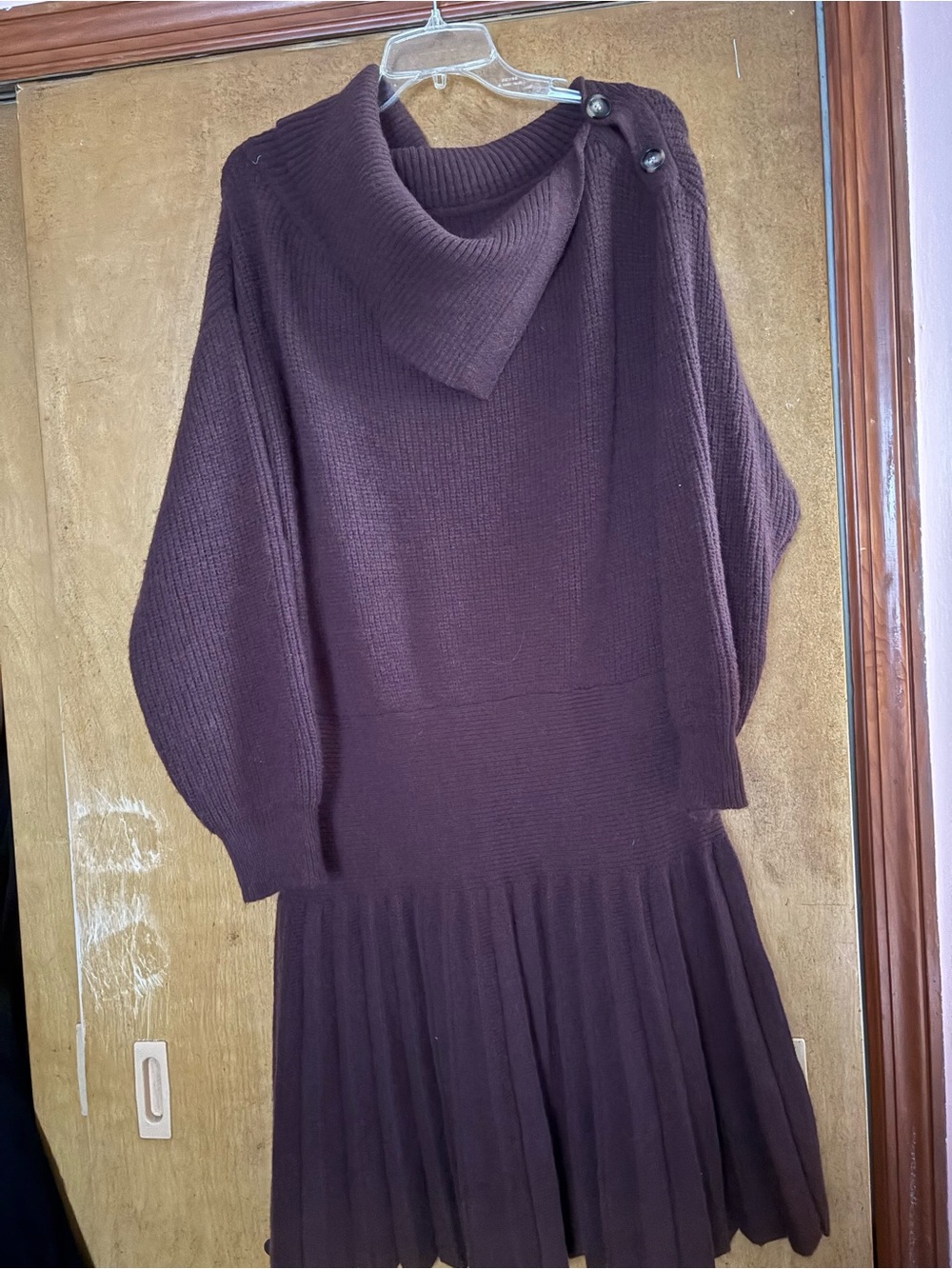 SHEIN Brown Off-Shoulder Ribbed sweater Mini Dress - Picture 6 of 8